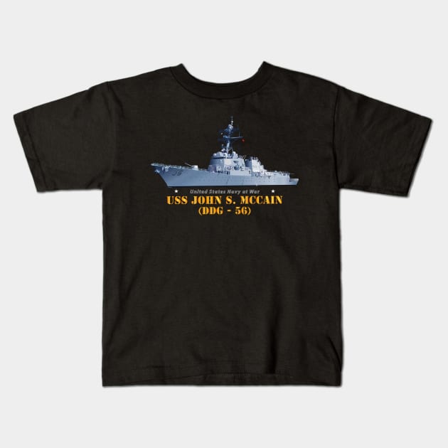 Destroyer - USS John S McCain -  Ship on Top Txt Kids T-Shirt by twix123844